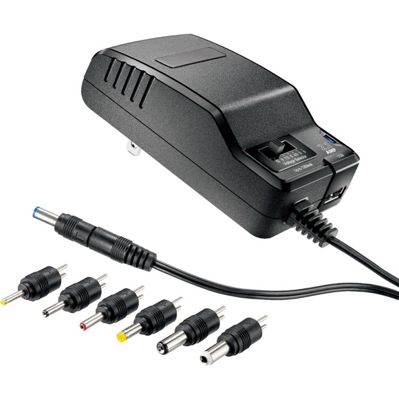 Insignia™ - 15.6 W 4.9 ft Universal AC Adapter - Black - Picture 1 of 4